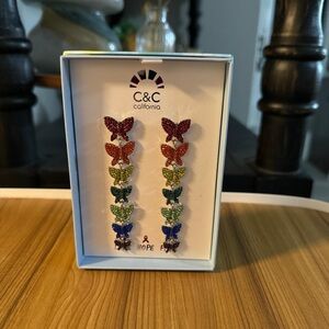 Rainbow butterfly earrings- C&C California